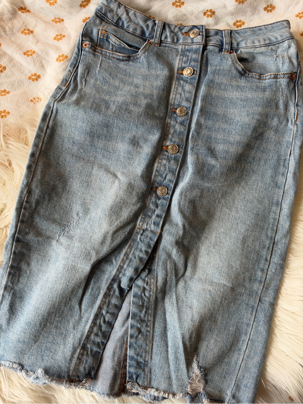wild fable Light Blue Button-Front Denim Midi Skirt
